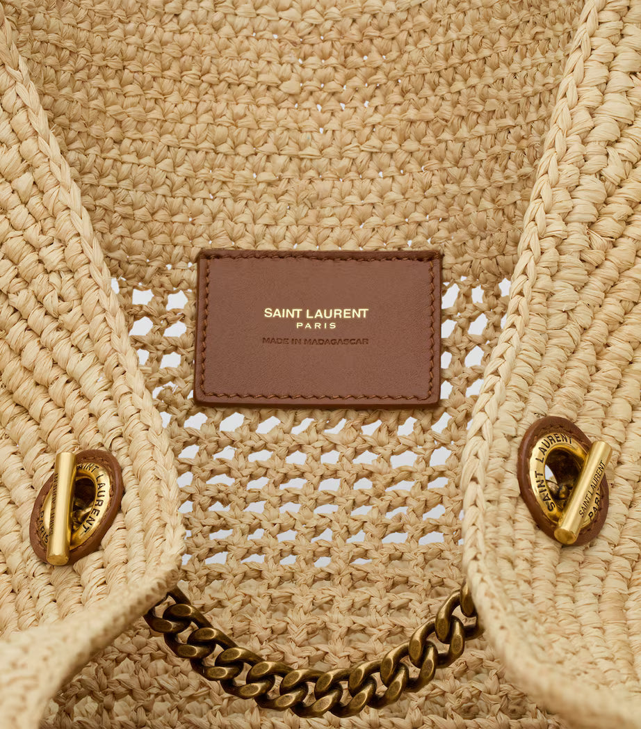 SAINT LAURENT YSL Raffia Icare Tote Bag