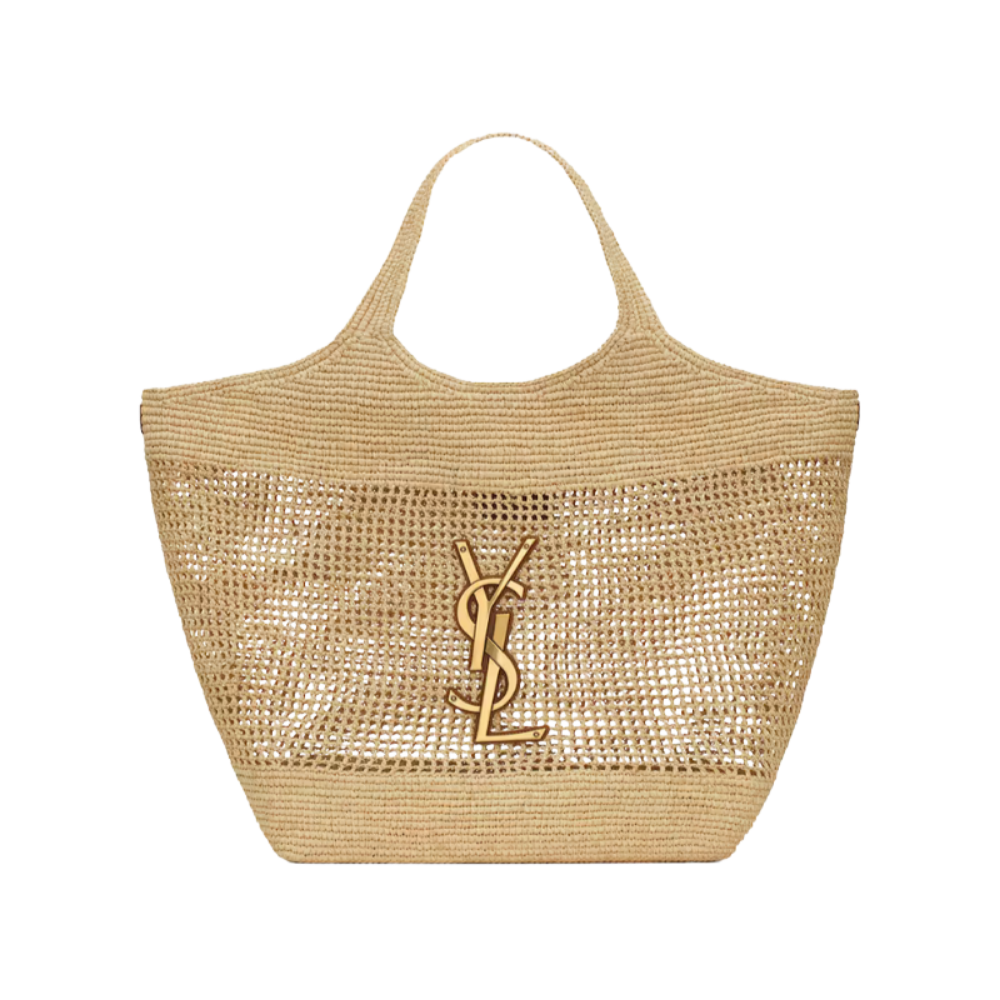 SAINT LAURENT YSL Raffia Icare Tote Bag